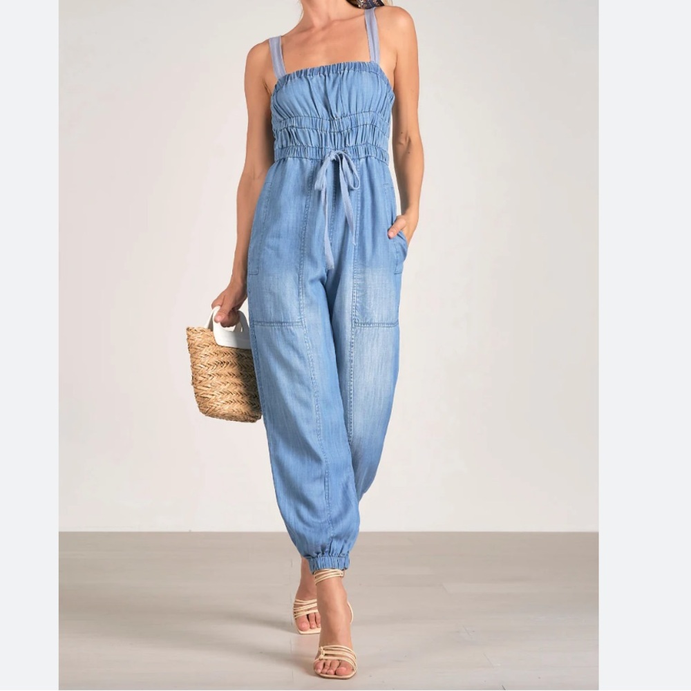Elan Chambray Jumpsuit - Size Medium